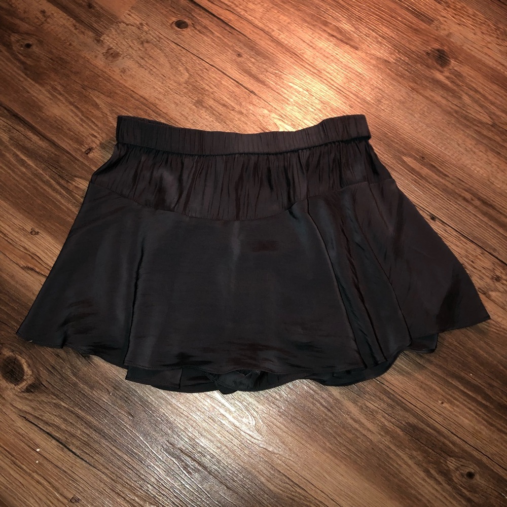 Black silk mini skort